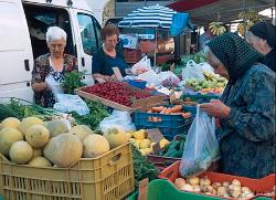 Greek Recipe ideas begin at the Laiiki (Farmer's Market) in Crete 